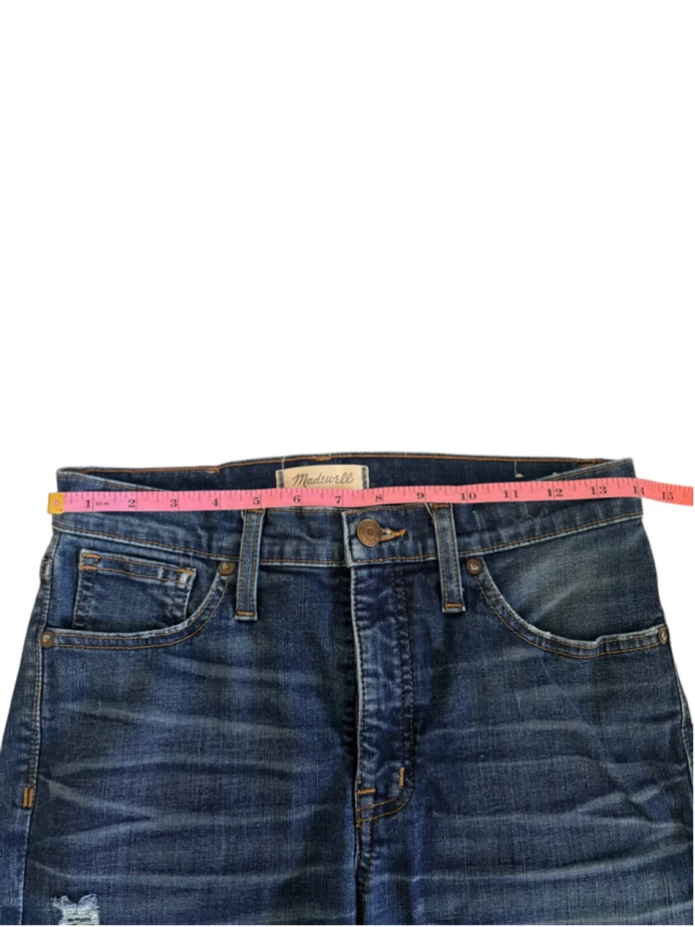Madewell 9” High Rise Skinny Jean cutoff Shorts Women’s 27 Blue Distressed Denim